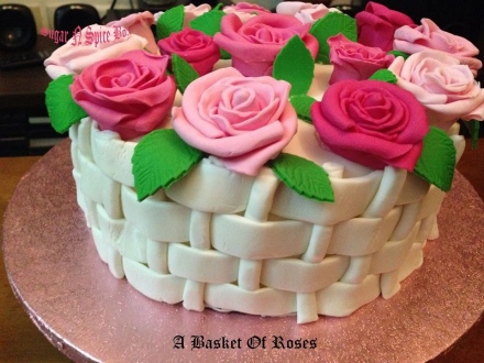 Fondant rose basket Cake
