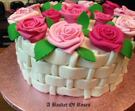 Fondant rose basket Cake