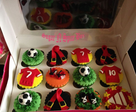 Fondant football themed cupcakes