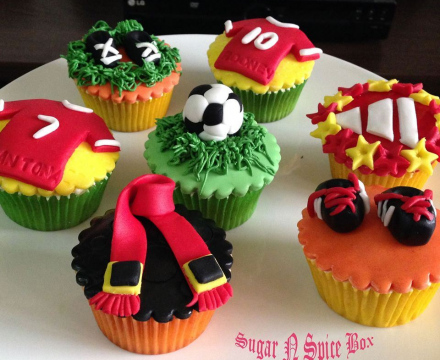 Fondant football themed cupcakes