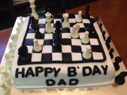 Fondant chess board themed cake