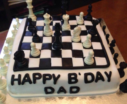 Fondant chess board themed cake