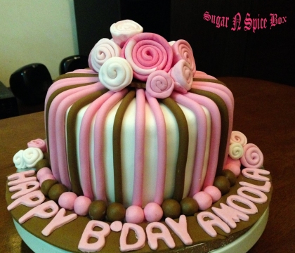 Fondant Swirled Rose Birthday Cake