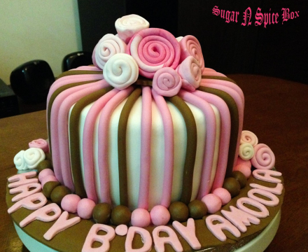 Fondant Swirled Rose Birthday Cake