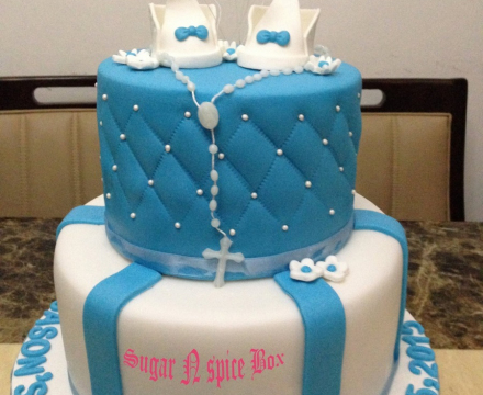 Baptism themed fondant cake