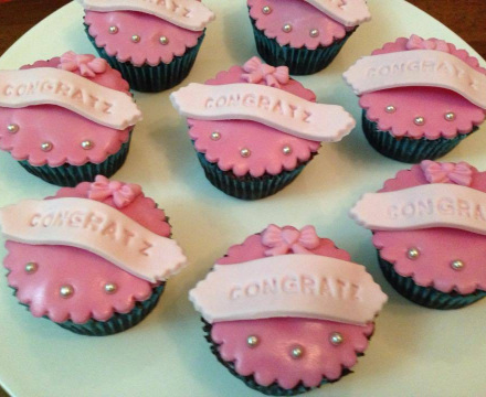 Fondant engagement themed cupcakes