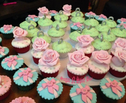Fondant engagement themed cupcakes