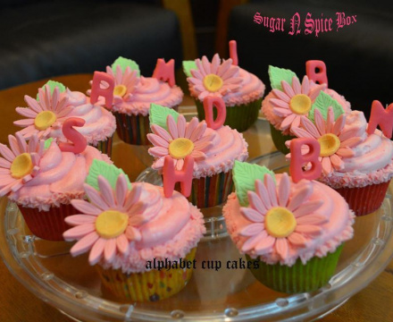 Buttercream cuppies with fondant letters