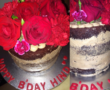 Half naked cake with fresh flowers