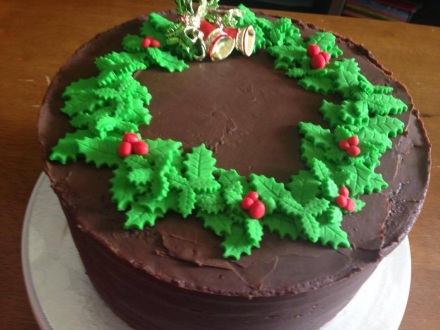 Christmas themed ganache cake
