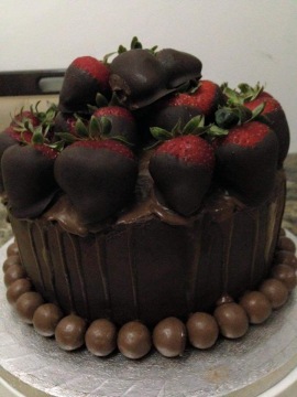 Chocolate ganache Cake with Strawberries
